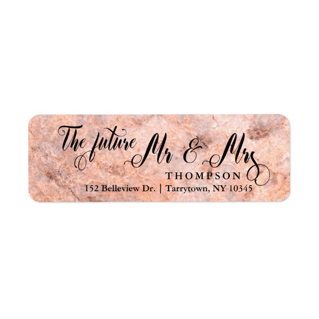 Etiqueta Rosa Marble Script The Future Mr. (Frente)