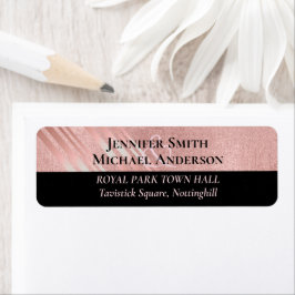 Etiqueta Rosa moderno Boda negro de oro