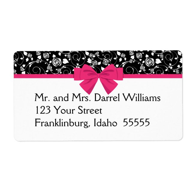 Etiqueta Rosa negra y blanca rosada (Frente)