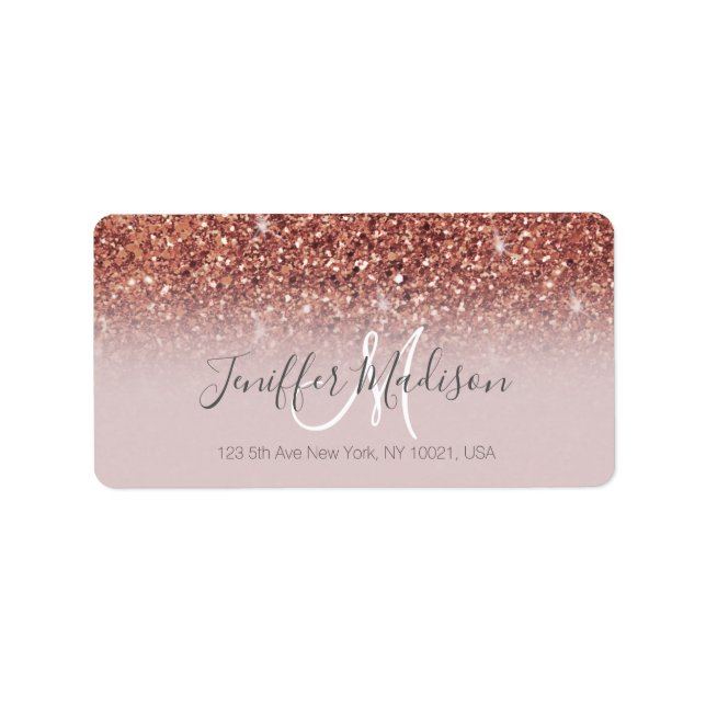 Etiqueta Rosa personalizado Purpurina de oro Drily Luxury (Frente)