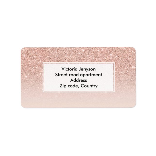 Etiqueta rosa personalizado  rosa oscuro purpurina (Frente)