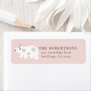 Etiqueta rosa Polar Bear Winter Wonderland
