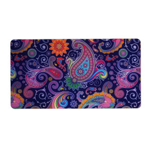 Etiqueta Rosa púrpura paisley