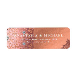 Etiqueta Rosa Relieve metalizado dorado Lujo Glam Elegante