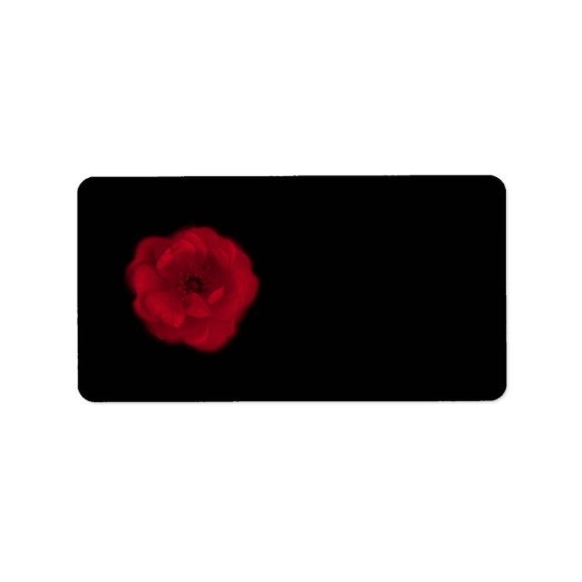 Etiqueta Rosa Roja. Fondo negro. (Frente)