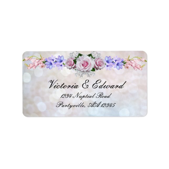 Etiqueta Rosa rosa | Boda de Silver Bokeh (Frente)