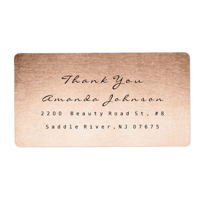 Etiqueta Rosa Rosa Gold Powder Rubor Makeup Gracias (Frente)