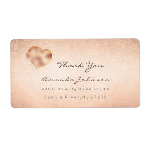Etiqueta Rosa Rosa Rosa Rubor Gold Pintado Heart Gracias