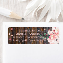 Etiqueta Rosa Rústico Boda Floral Rosa