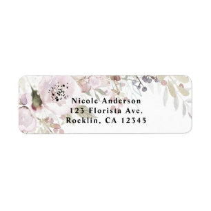 Etiqueta Rosa Suave Aquarela Floral Elegante Boda Nupcial