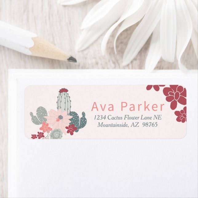 Etiqueta rosa suculenta de Cactus de moda (In situ)