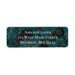 Etiqueta Rosa Verde azulado negro Boda gótica elegante