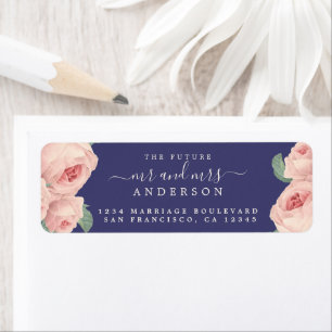 Etiqueta Rosa Vintage Futuro Sr. Sra. Boda Return Address