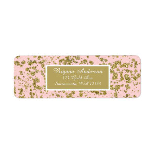 Etiqueta Rosa y dorado brillo salpicado glamour femenino mo