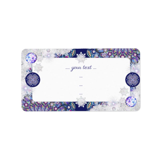 Etiqueta Rosada azul y copo de nieve (Frente)