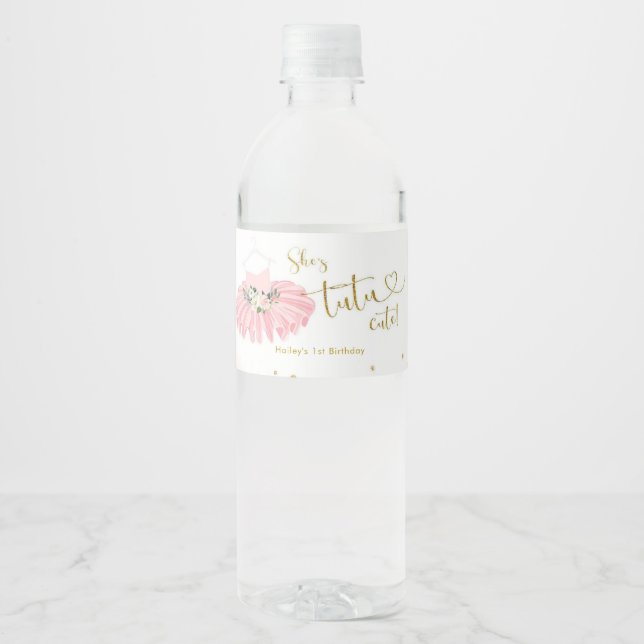 Etiqueta rosada de botellas de agua de Ballerina T (Anverso)