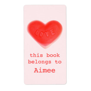 Etiqueta rosada del bookplate del amor