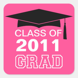 Etiqueta rosada del regalo de la graduación del