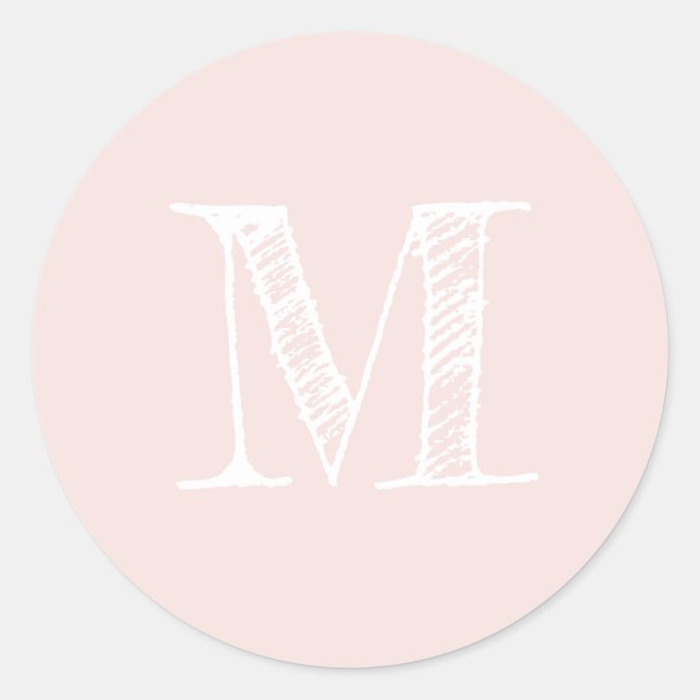 Etiqueta rosada inicial monograma manuscrito moder (Anverso)