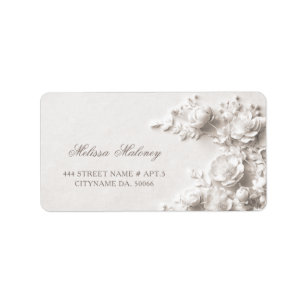 Etiqueta Rosas Blancas Flores 3D Boda