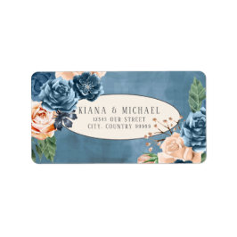 Etiqueta Rosas Blue/Peach Boda ID584