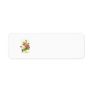 Etiqueta Rosas botánicos de color blanco rosado