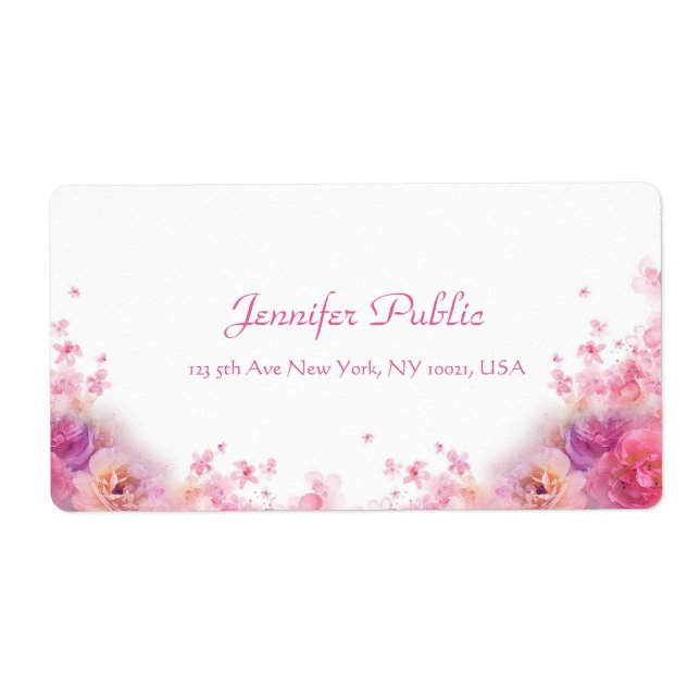 Etiqueta Rosas de acuarela Moderna escritura a mano Script  (Frente)