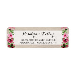 Etiqueta Rosas de color de agua de la época Shabby en mader