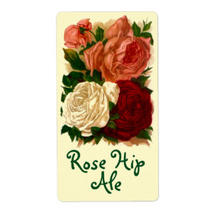 Etiqueta Rosas de la cadera de Cerveza Rosa de vino casero