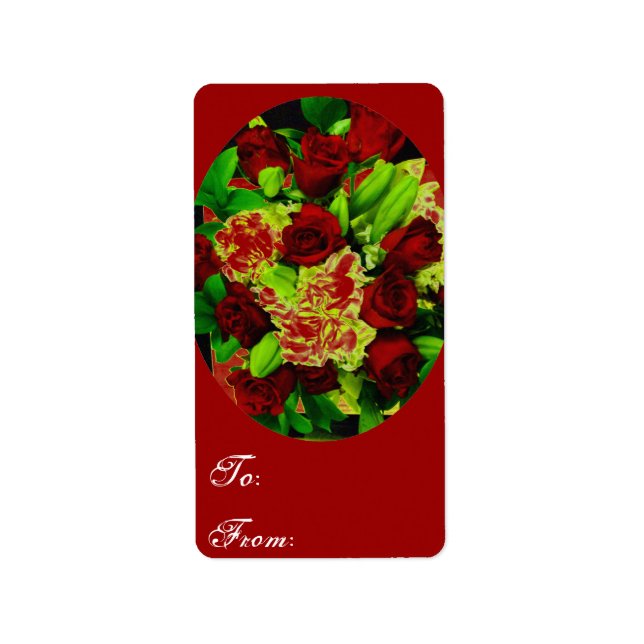 Etiqueta Rosas, De y De (Frente)