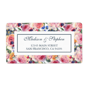 Etiqueta Rosas del inglés de la acuarela el   - boda