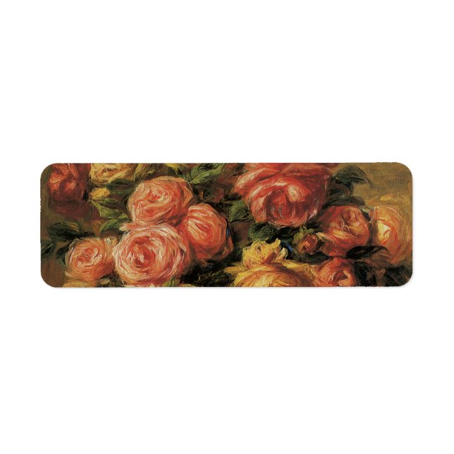 Etiqueta Rosas en una vesícula de Pierre Renoir, Bella Arte (Frente)