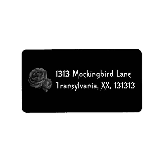 Etiqueta Rosas góticos negros (Frente)