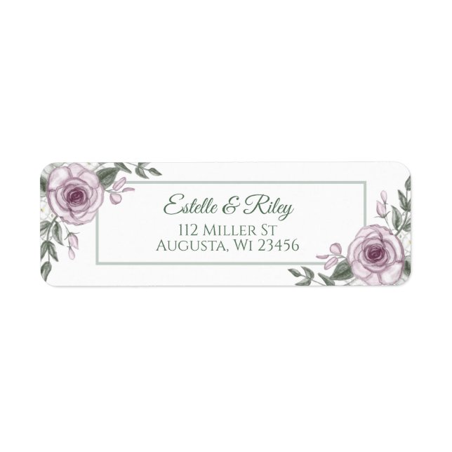 Etiqueta Rosas Mauve Elegant Floral (Frente)