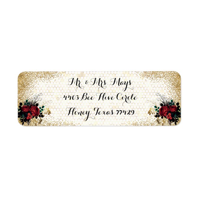 Etiqueta Rosas rojas góticas (Frente)