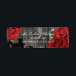 Etiqueta Rosas Rojas Regalo de Bodas de Encaje Negro Rústic<br><div class="desc">Personalizar</div>