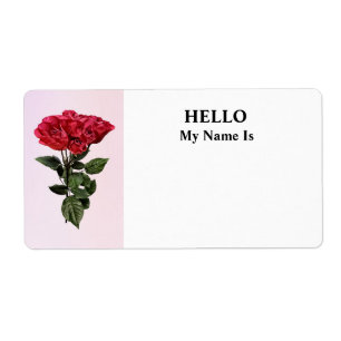 Etiqueta Rosas rojas y hojas
