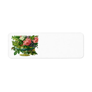 Etiqueta Rosas rosa rosa floral vintage, bolsa de flores