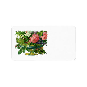 Etiqueta Rosas rosa rosa floral vintage, bolsa de flores