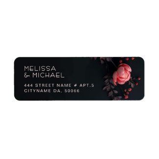 Etiqueta Rosas rosadas 3D Flores oscuras | Boda