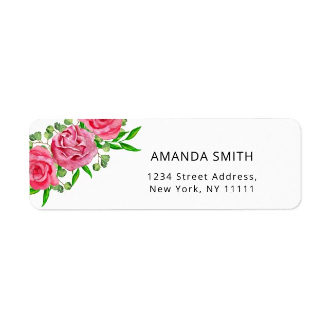 Etiqueta Rosas rosadas con tono floral (Frente)