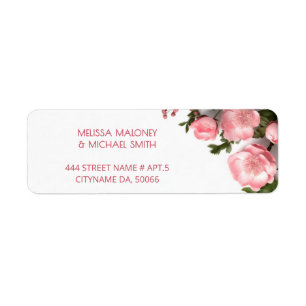 Etiqueta Rosas rosadas Flores 3D Boda