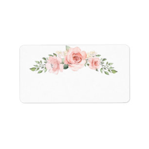 Etiqueta Rosas rosadas sonrosadas florales en blanco
