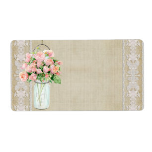 Etiqueta Rosas rosados rústicos de Rubor del tarro de