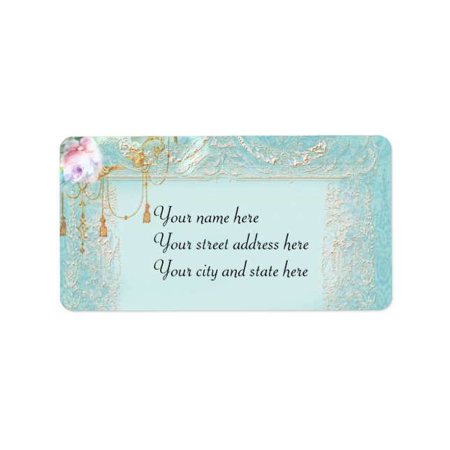 Etiqueta Rosas rosas y encajes rosas (Frente)