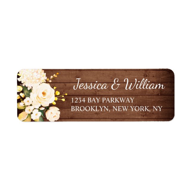 Etiqueta Rosas Wood & Blush Flores Acuarela Rústica (Frente)