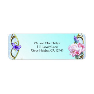 Etiqueta Rosas y mariposas fiesta de cumpleaños