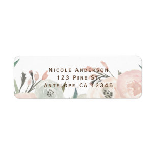 Etiqueta Rosas y salvia menta verde moderno floral shabby c