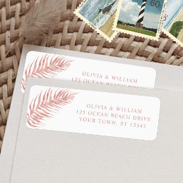 Etiqueta Rose Gold Palm Leaf Wedding Return Address Label