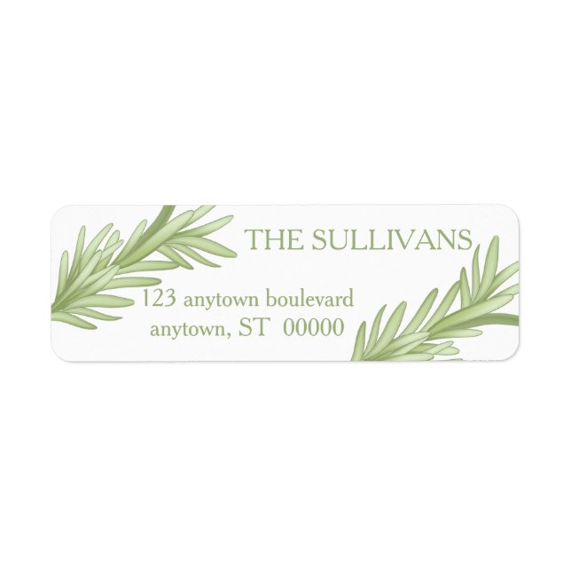 Etiqueta Rosemary Sprigs Boda herbal (Frente)